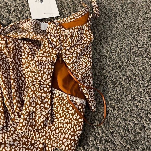 Two piece brown and tan tank top and skirt set. - Picture 10 of 10